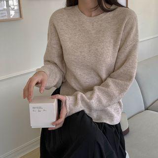 Slit-side Ribbed Sweater