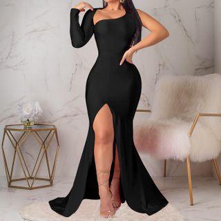 One-shoulder Slit Maxi Mermaid Dress