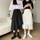 Plain Asymmetrical A-line Maxi Skirt