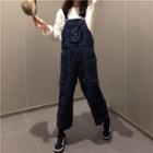 Contrast-stitching Wide-leg Dungaree As Shown In Figure - One Size