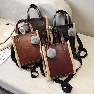 Pom Pom Crossbody Tote Bag