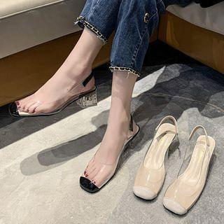 Pvc Panel Chunky Heel Sandals