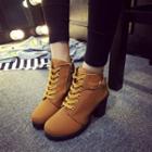Platform Lace-up Chunky Heel Short Boots