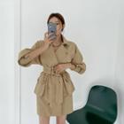Belted Cotton Trench Coatdress
