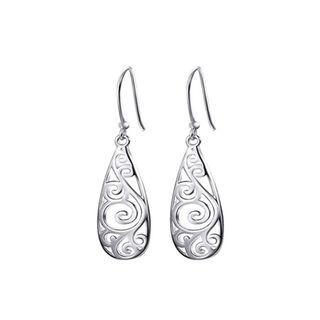 925 Sterling Silver Simple And Elegant Cutout Earrings Silver - One Size