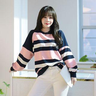 Balloon-sleeve Color-block Sweatshirt