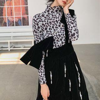 Mock-neck Floral Top