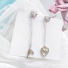 Non-matching Alloy Heart & Mermaid Tail Dangle Earring