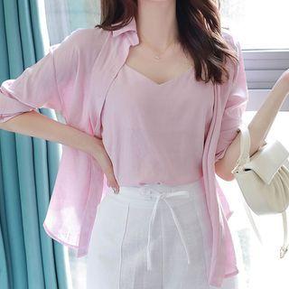 Set: Shirt + V-neck Sleeveless Top