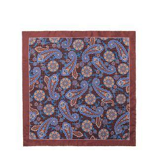 Print Silk Pocket Square Brown - One Size