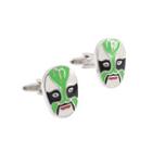 Fashion Creative Green Peking Opera Mask Cufflinks Silver - One Size