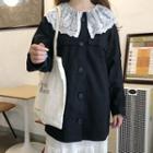 Lace Collar Buttoned Jacket