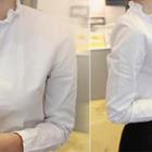 Frilled-neck Long-sleeve Shirt