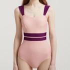 Two-tone Panel Swimsuit