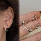 Safety Pin Alloy Earring 1 Pair - S925 Silver Needle - Silver - One Size