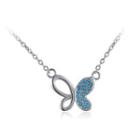 925 Sterling Silver Fashion Elegant Butterfly Blue Cubic Zircon Necklace Silver - One Size