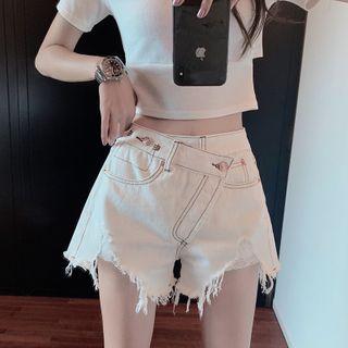 Asymmetric High-waist Demin Shorts