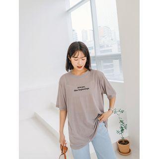 Letter-printed Ribbed T-shirt