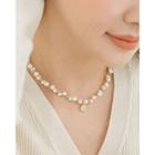Coin-pendant Freshwater-pearl Necklace One Size