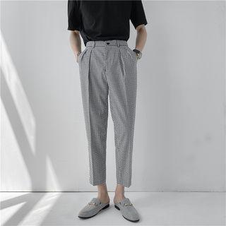 Plaid Straight Leg Cropped Dress Pants