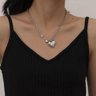 Heart Necklace 3444 - Silver - One Size
