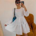 Gathered-waist Mini Tiered Dress