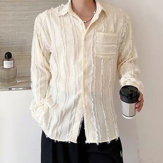 Elbow-sleeve Frayed Shirt