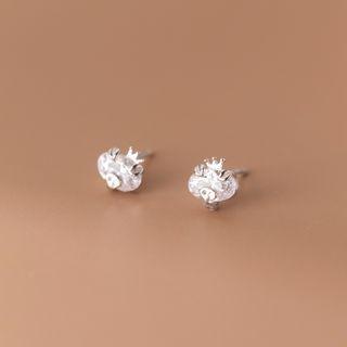 Pig Rhinestone Sterling Silver Earring 1 Pair - S925 Silver - Silver - One Size