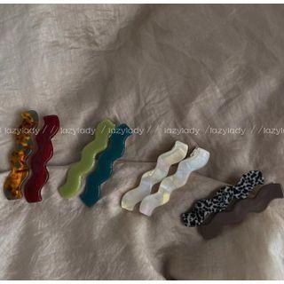 Set Of 2: Wavy Acetate Hair Clip (various Designs)