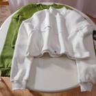 Letter Embroidered Drawstring Cropped Sweatshirt