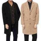 Plus Size Single-breasted Wool Blend Coat