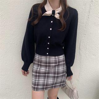 Bow Accent Cropped Knit Top