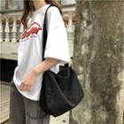 Canvas Plain Hobo Shoulder Bag Black - One Size