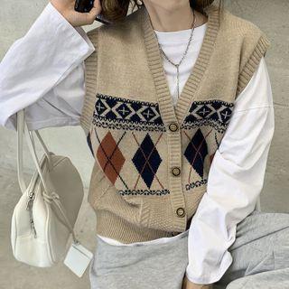 Argyle Button Vest