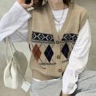 Argyle Button Vest