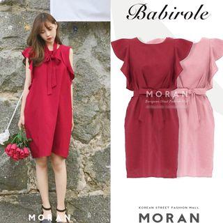 Sleeveless Frill Bow Crewneck A-line Sheath Dress