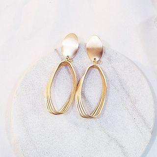 Alloy Disc & Hoop Earring 01 - 0091 - Gold - One Size
