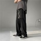 Distressed Plain Straight Leg Sweatpants