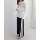 Drawstring-waist Contrast-trim Wide-leg Pants