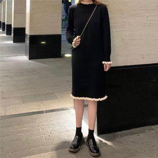 Ruffled Knit Dress As Shown In Figure - One Size
