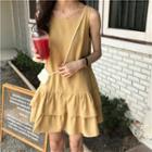 Sleeveless Frill Trim A-line Mini Dress