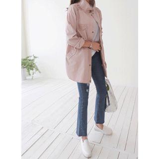 Lace-detail Slit-side Safari Jacket