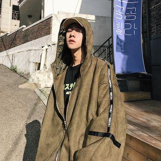 Loose-fit Faux-suede Hooded Jacket