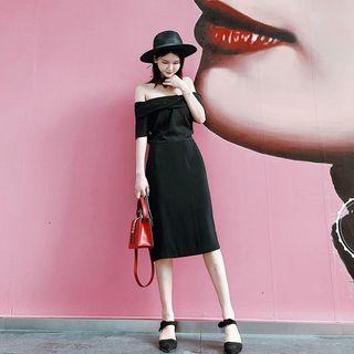 Bow Back Short-sleeve Sheath Dress