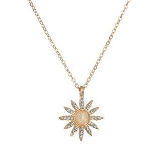 Rhinestone Sun Pendant Necklace Gold - One Size