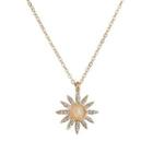 Rhinestone Sun Pendant Necklace Gold - One Size