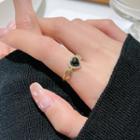 Heart Alloy Open Ring Open Ring - Black & Gold - One Size