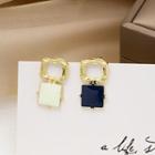 Square Glaze Dangle Earring 1 Pair - E301-3 - Blue & White - One Size