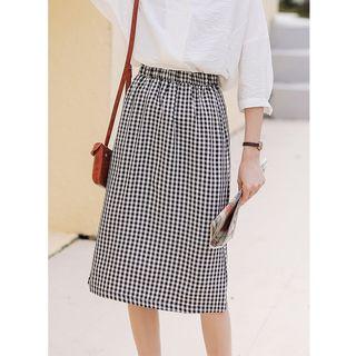Plaid A-line Skirt Plaid - As Shown In Figure - One Size