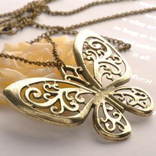 Hollowed Butterfly Necklace Copper - One Size